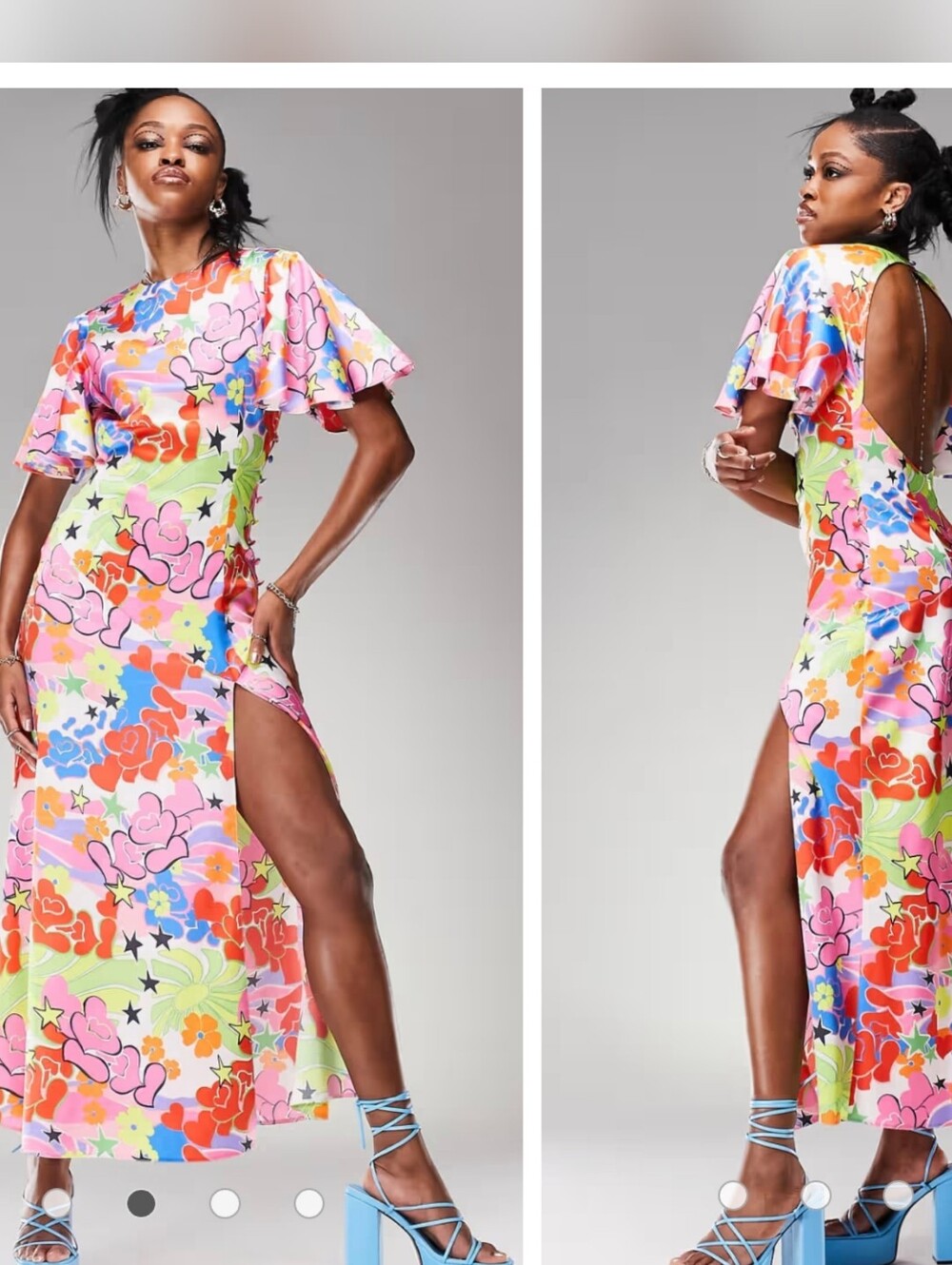 ASOS bright floral and heart print maxi dress